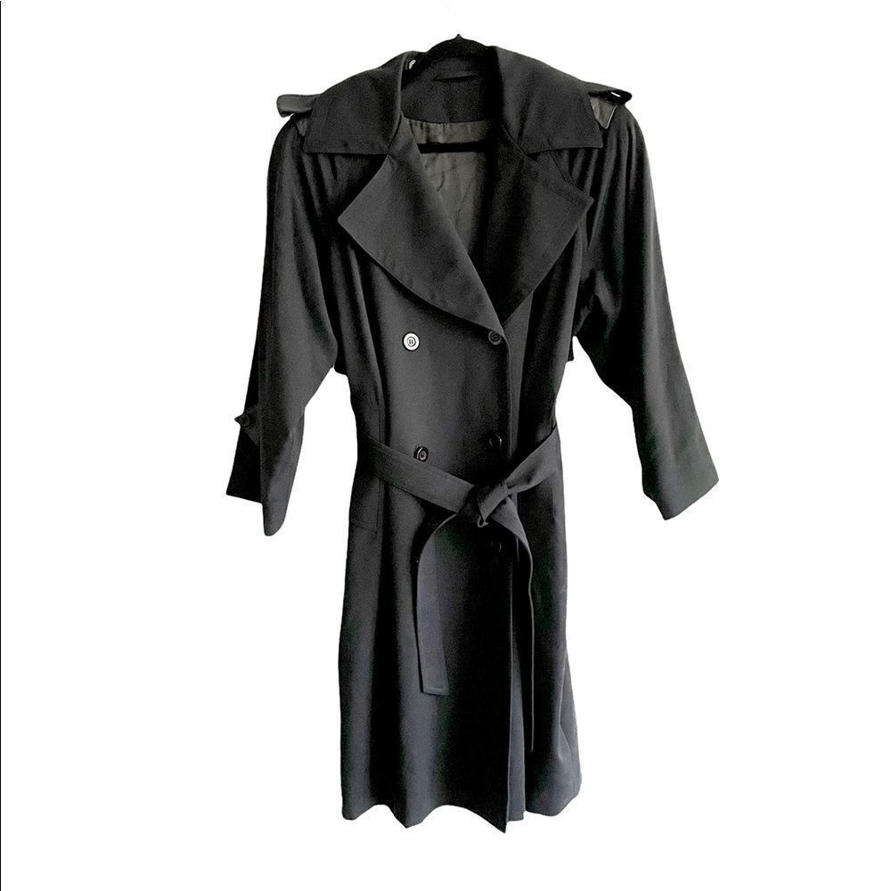 VINTAGE Wool Trench Coat Double Breasted Black 12